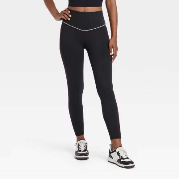 JoyLab High Rise Black Leggings with White Accent Size Large Women’s 7/8 Target - Picture 1 of 6